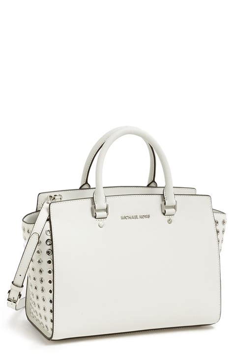 michael kors selma large satchel white